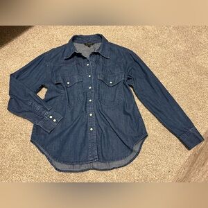 Banana Republic dark wash pearl snap front denim shirt